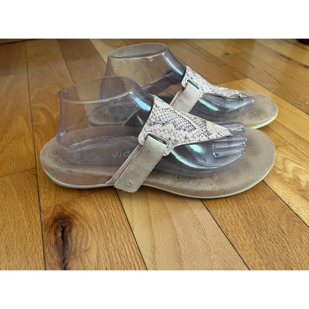 Vionic Womens Flip Flops Size 10 Wanda Embossed Snake Print Sandal T-Strap‎